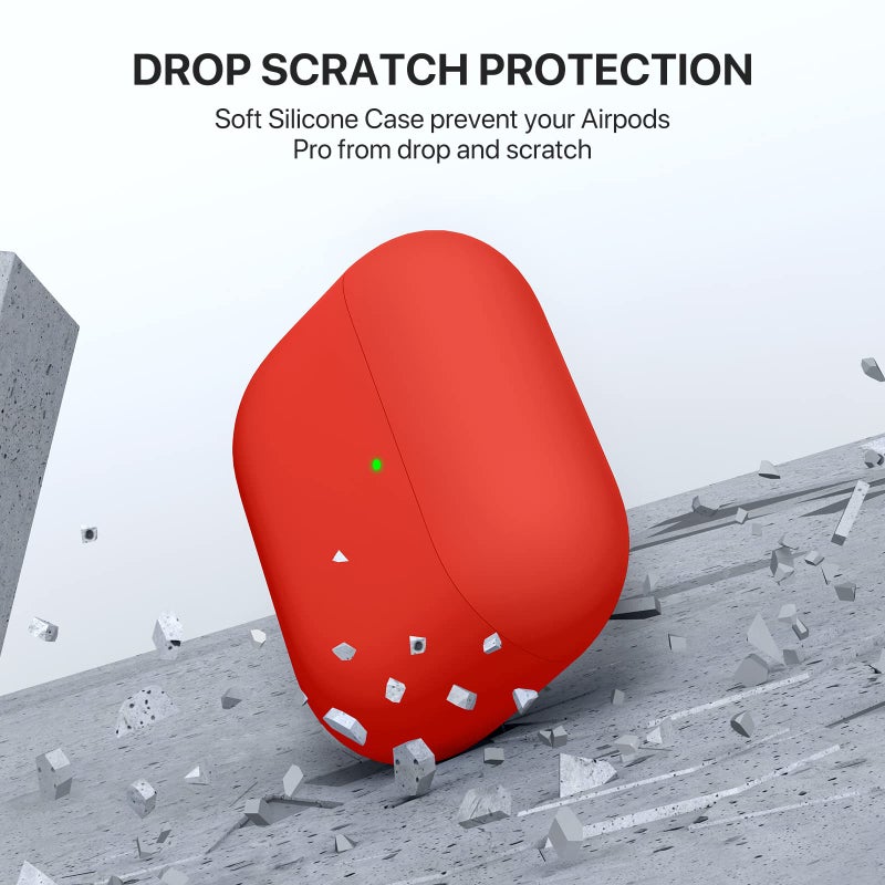 Miracase Designed for AirPods Pro Case (2019),[Three-Layer Upgraded Protection] Soft Skin Friendly Liquid Silicone Case Cover,Red - Image 3